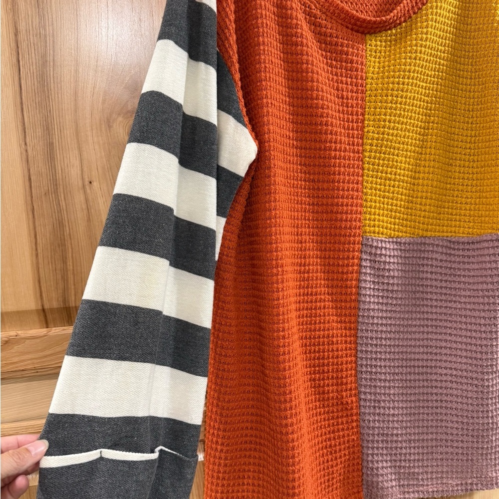 Bibi Multicolor Patchwork Waffle Knit Top - image 2